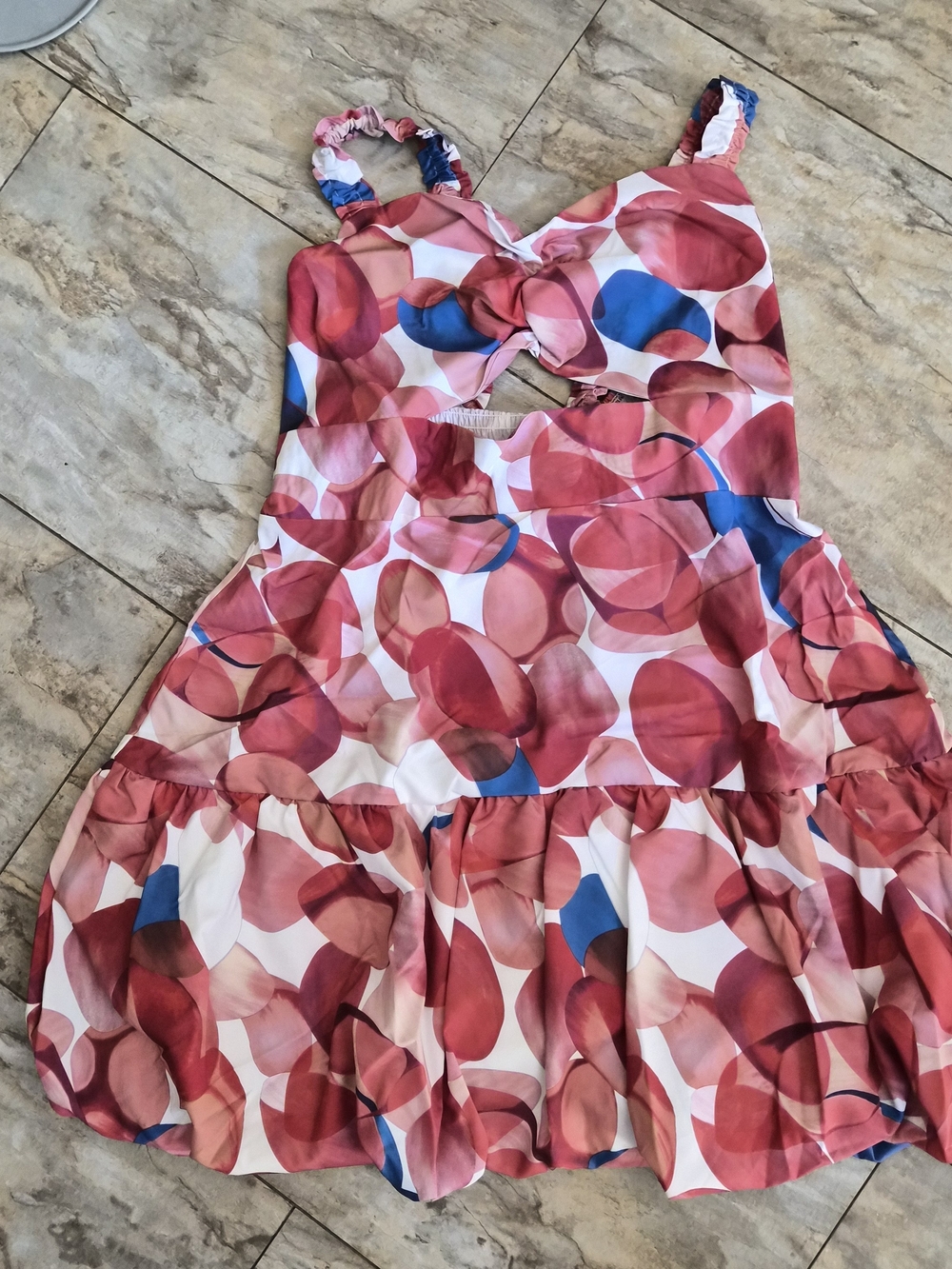 Women’s Pink Rose Abstract Print Sleeveless Dress